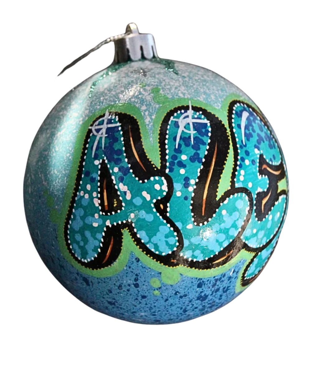 regalartprod prénom personalisé boule de Noël Alex personnalisée cadeau unique fait main