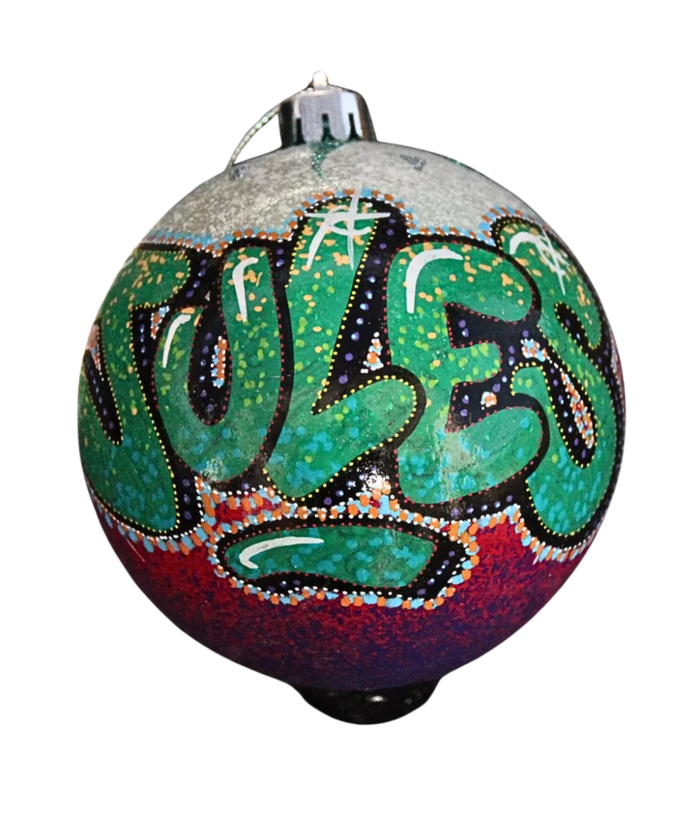 personnalisation fait main peinture boule de Noël personnalisée graff unique idée cadeau