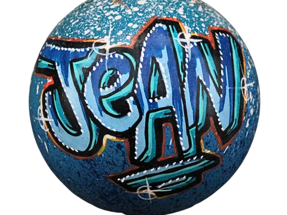 Regalartprod jean boule de Noël personnalisée prénom personnalisé fait main unique idée originale