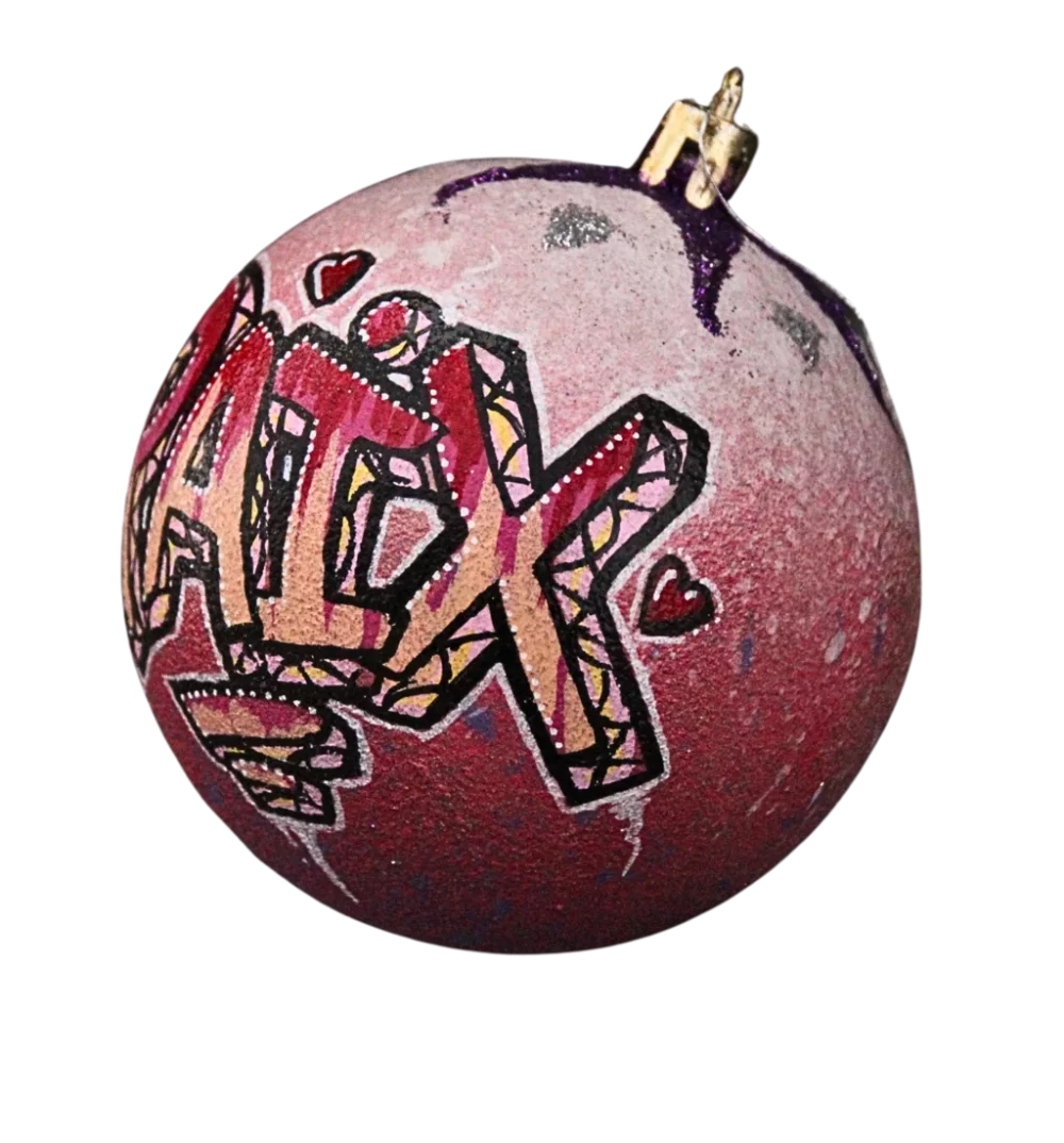 boule personnalisée Noël graff fait main unique made in France regalartprod